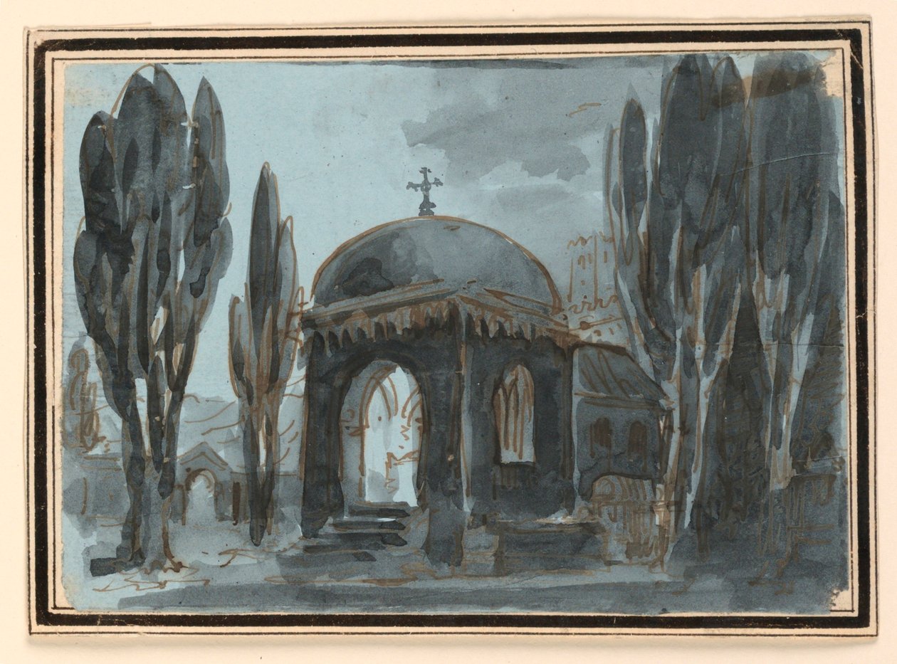 Scenografia, kaplica na dziedzińcu kościelnym autorstwa Unknown artist