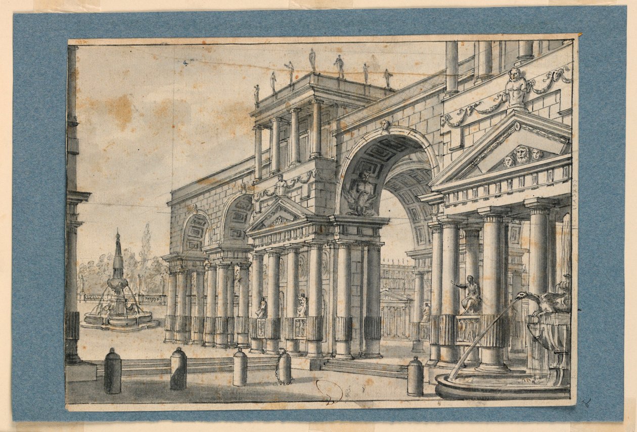 Scenografia, Kolumnada i fontanny autorstwa Unknown artist
