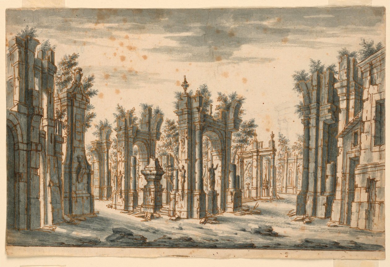 Scenografia, Zespół Budynków w Ruinach autorstwa Unknown artist