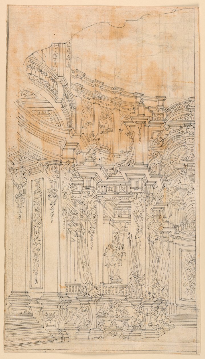Scenografia: Architektura pałacu z trofeami autorstwa Unknown artist