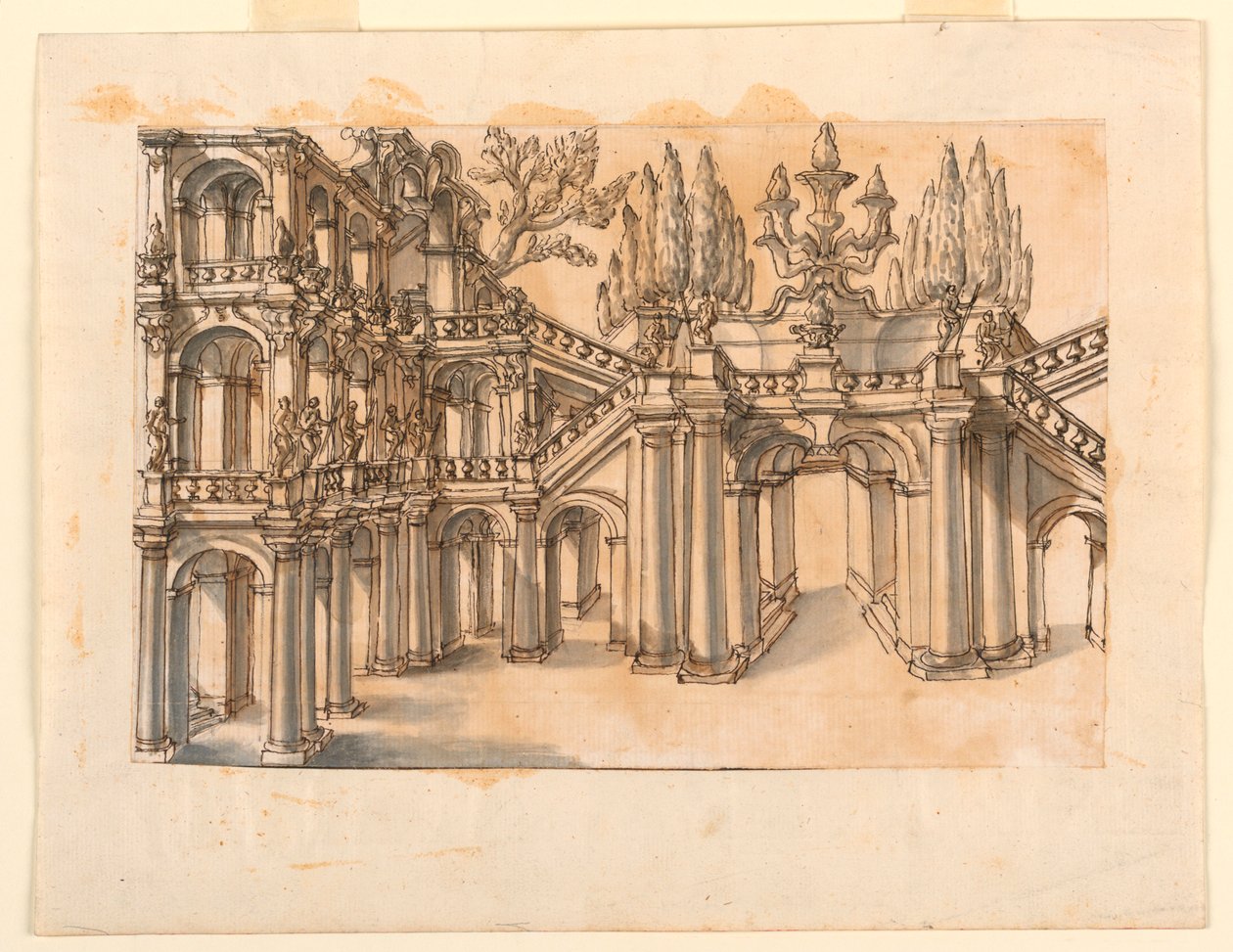 Scenografia: Klatka schodowa w parku autorstwa Unknown artist