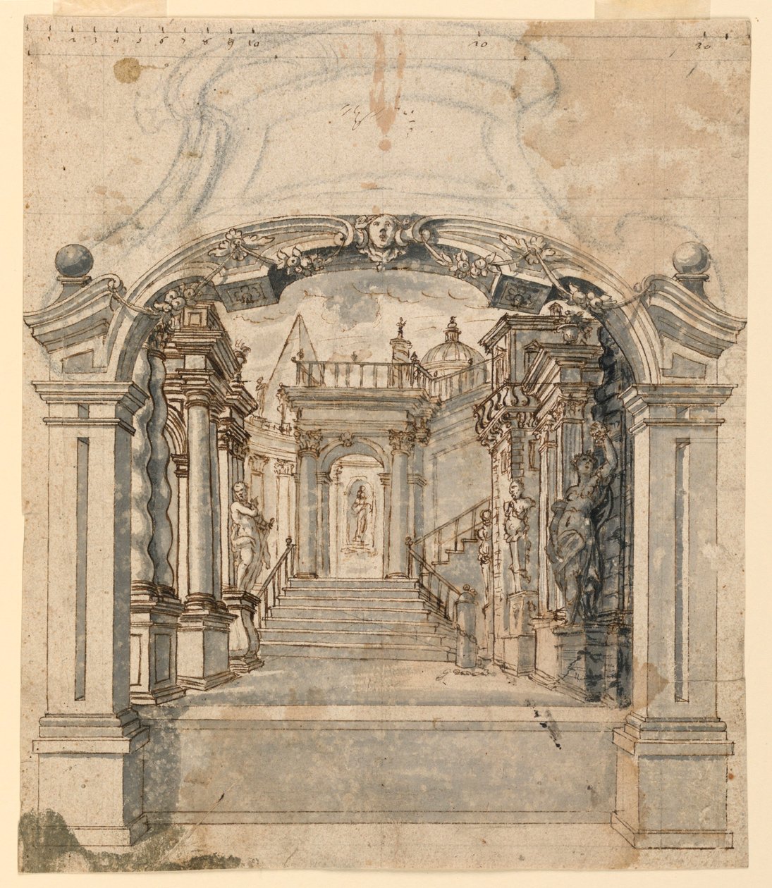 Scenografia: Schody z rzeźbami autorstwa Unknown artist