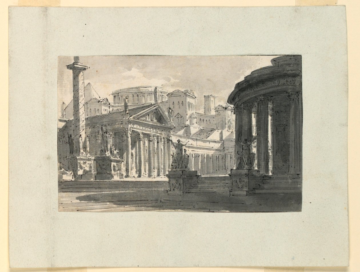 Scenografia, widok na zabytkowe miasto autorstwa Unknown artist