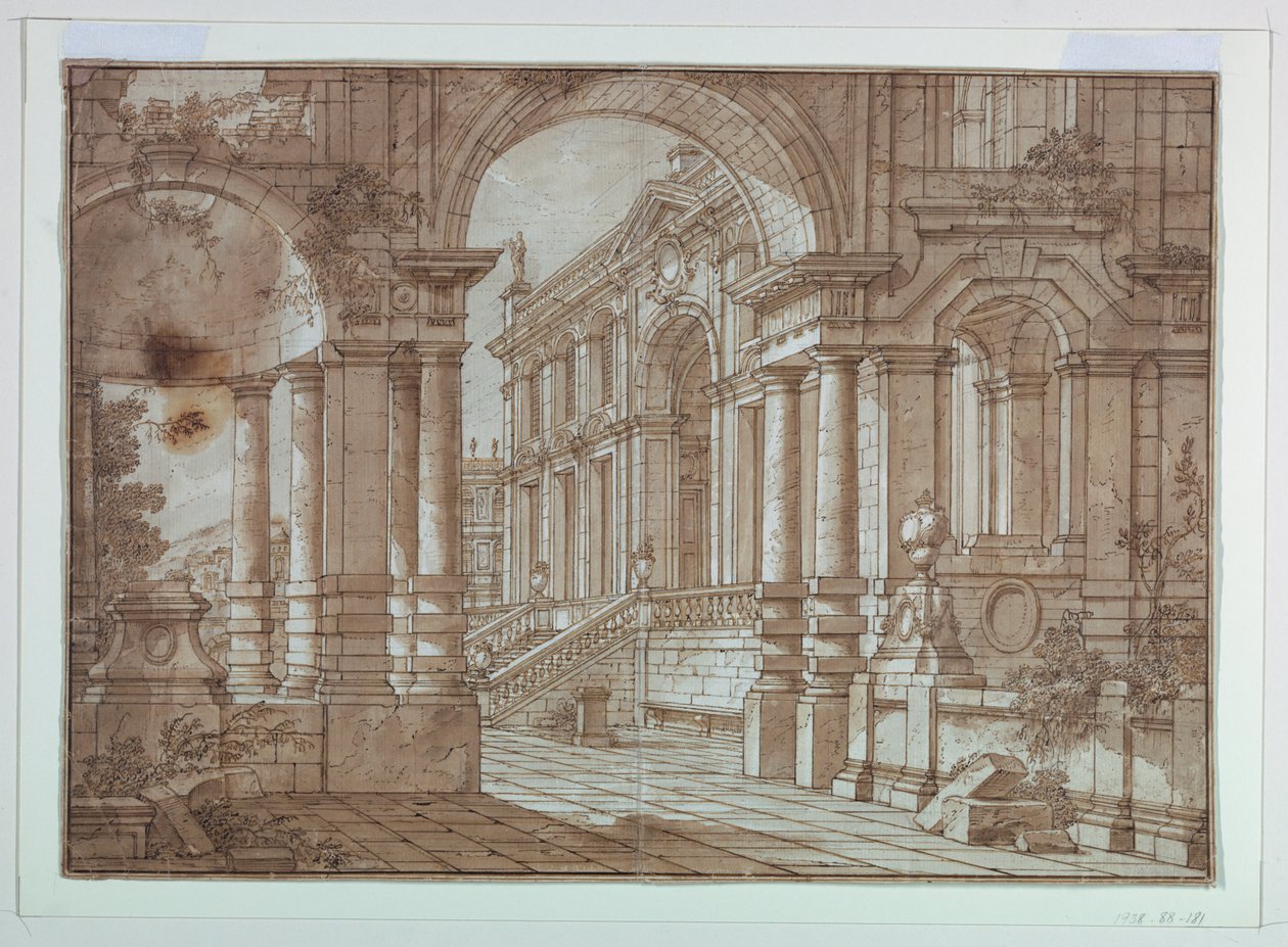Scenografia, Widok Pałacu z Tarasu autorstwa Unknown artist