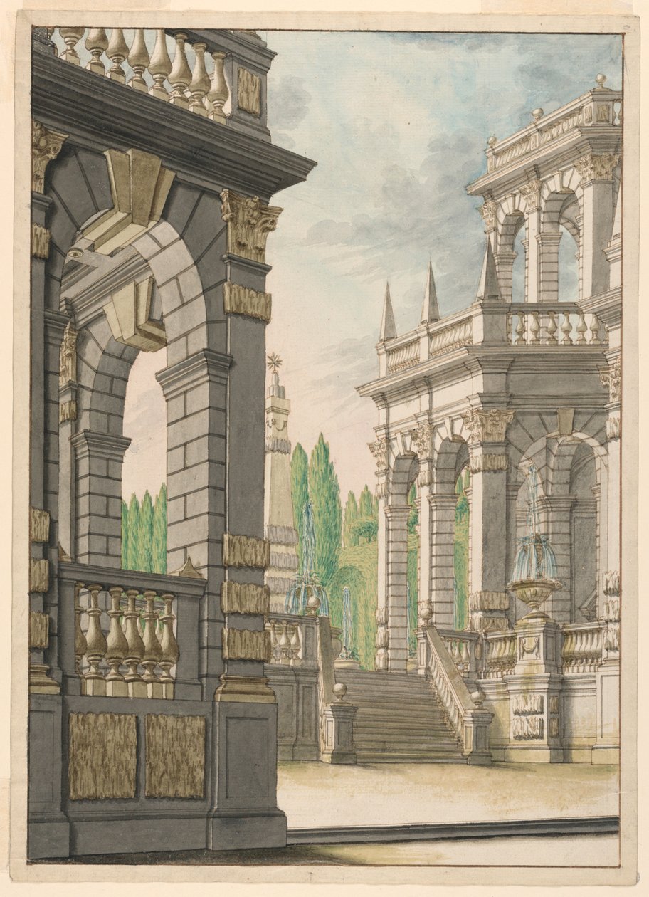 Scenografia: Willa z Obeliskiem i Albani Arms autorstwa Unknown artist