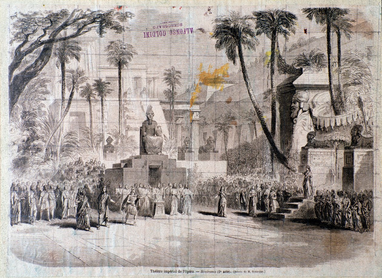 Scenografia do drugiego aktu Semiramidy, opery Gioacchino Rossiniego autorstwa Unknown artist