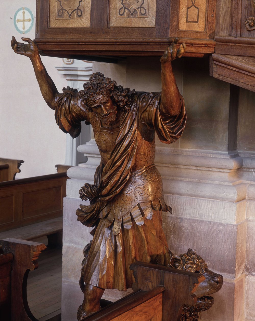 Statua Samsona pod amboną kościoła opactwa Ebersmunster w Alzacji autorstwa Unknown artist