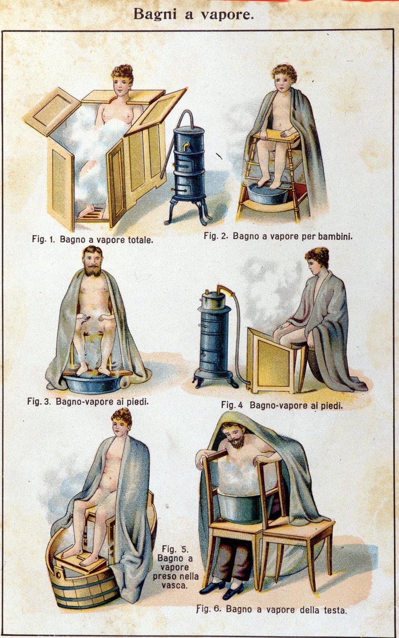 Łaźnie parowe. Włoskie tłumaczenie „Bilz, naturalne lekarstwa”, koniec XIX wieku. autorstwa Unknown artist