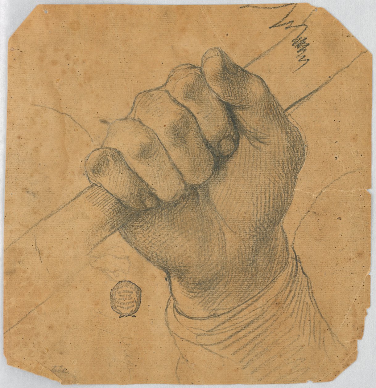 Badanie: ręka mężczyzny trzymająca kij autorstwa Unknown artist