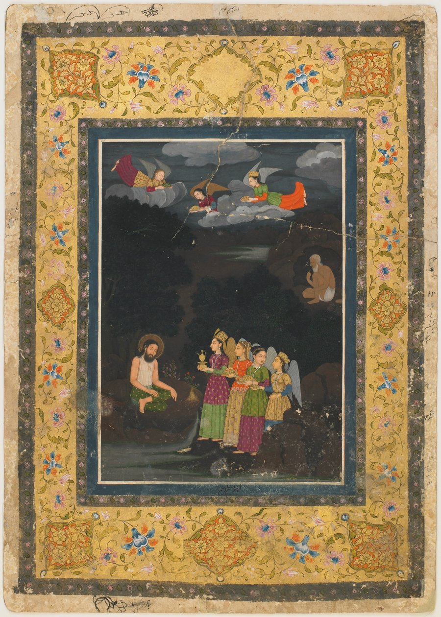 Sultan Ibrahim Ibn Adham of Bulk odwiedzony przez anioły autorstwa Unknown artist