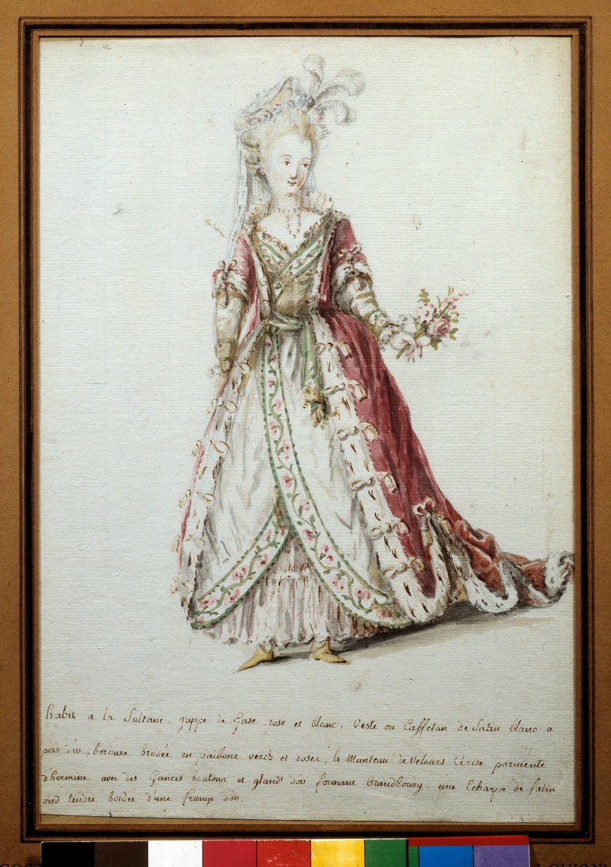 Kostium sułtana. XVIII-wieczna akwarela. Paryż, sztuka dekoracyjna autorstwa Unknown artist