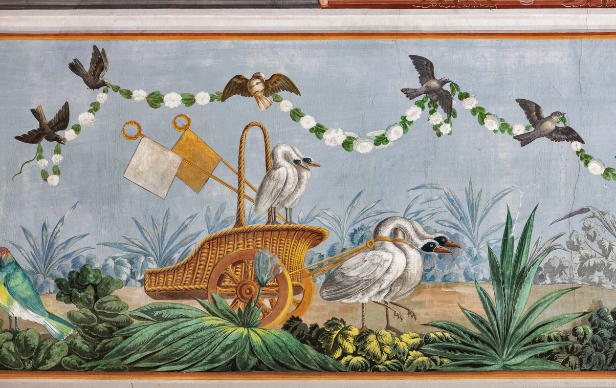 Łabędzie i inne ptaki, fragment 3743687 (fresk) autorstwa Unknown artist