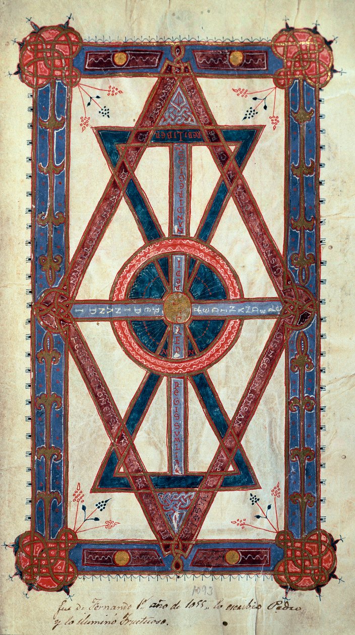 Symboliczne przedstawienie Chrystusa: „”Ego sum Alpha et Omega, primus et novissimus”” Strona zaczerpnięta z „”Księgi Godzin Ferdynanda I (Fernando I z Leonu i Kastylii). autorstwa Unknown artist