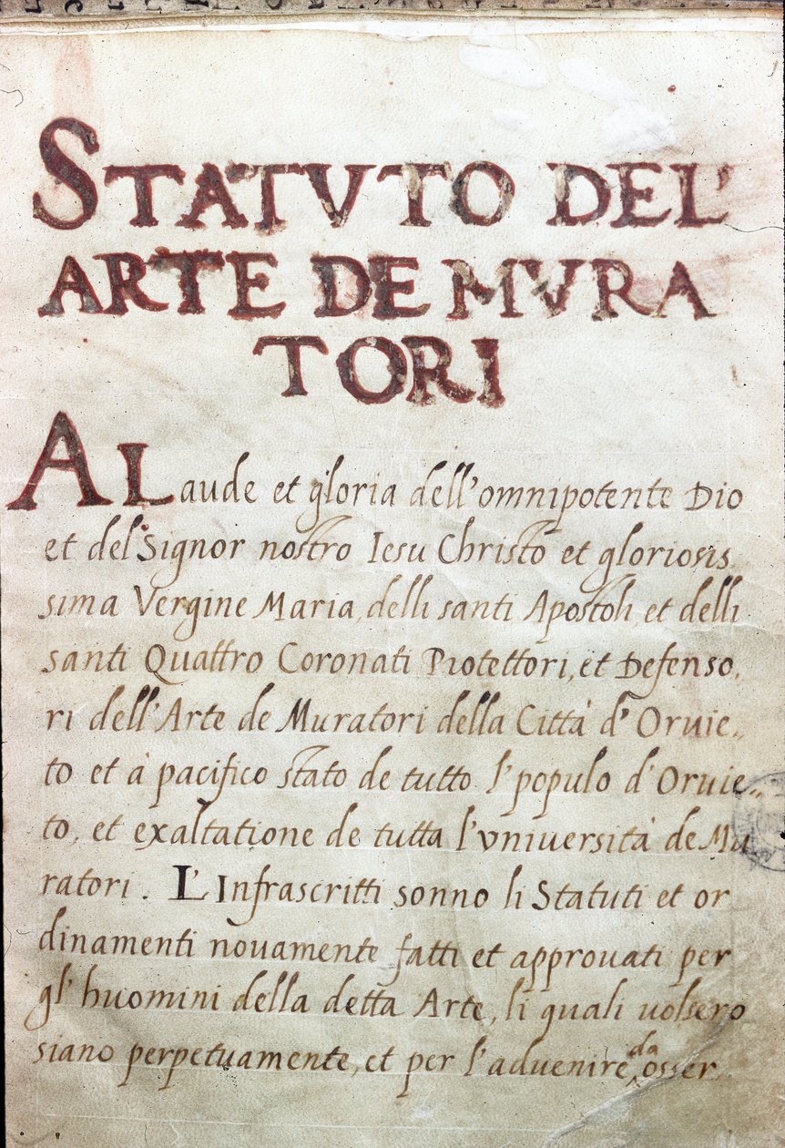 Table des corporate, status maconów miasta Orvieto, Włochy autorstwa Unknown artist