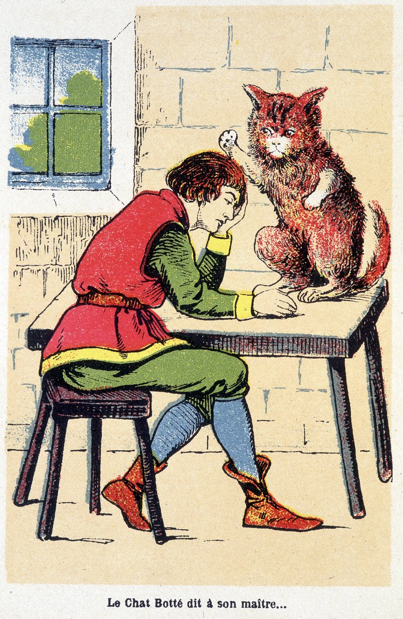 Tale of the Boot Cat: „” Boot Cat mówi do swojego pana… „” sd. 19 wiek. autorstwa Unknown artist