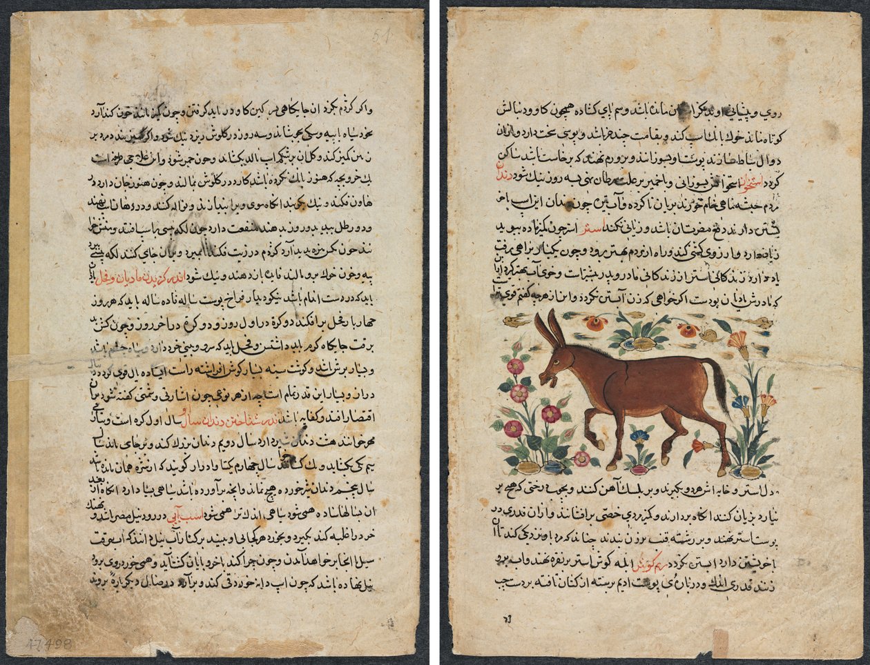 Strona tekstowa, proza perska (Recto); Khar (Dupa) (Verso) autorstwa Unknown artist