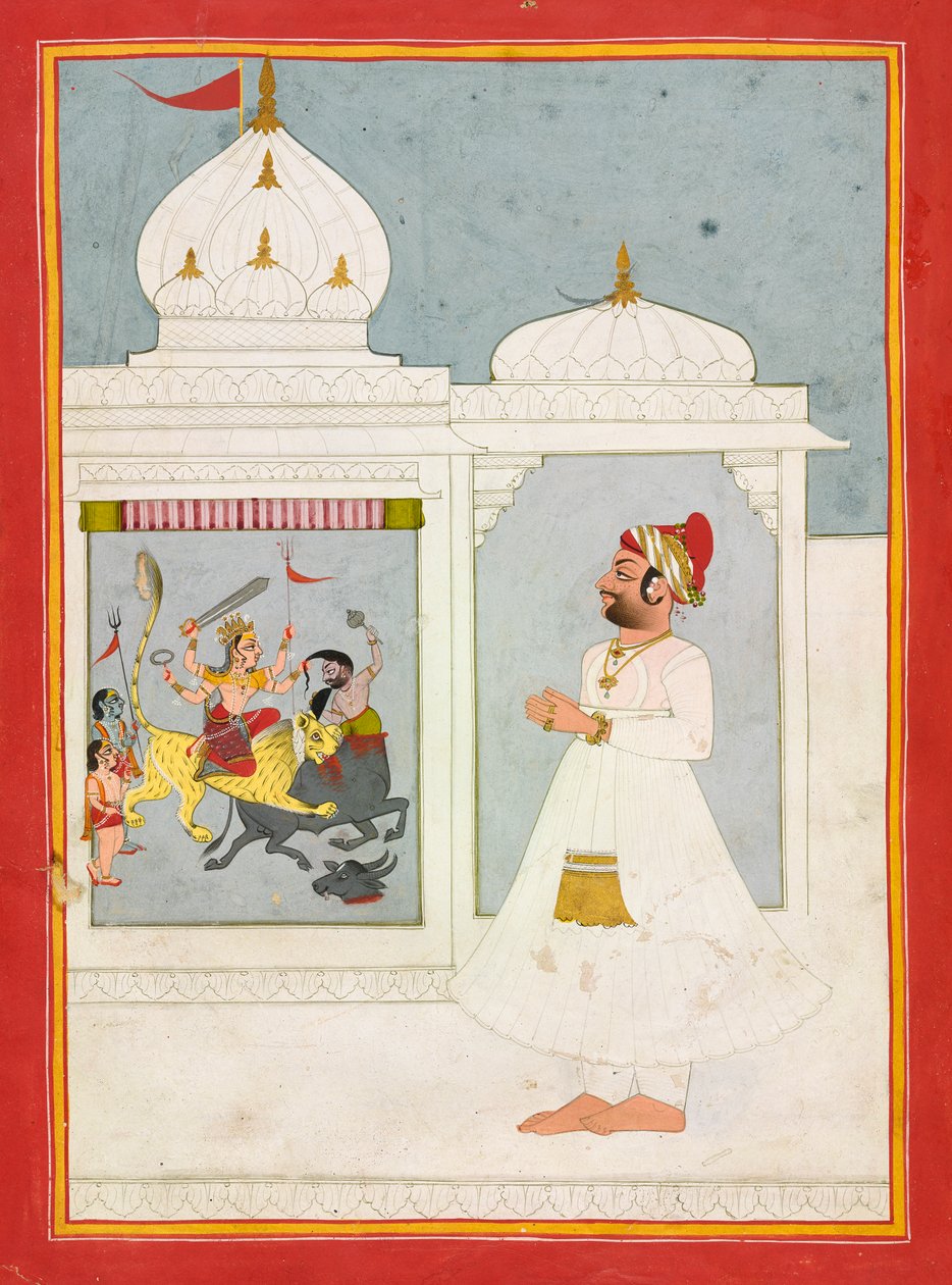 Thakur Ajit Singh czci Boginię autorstwa Unknown artist