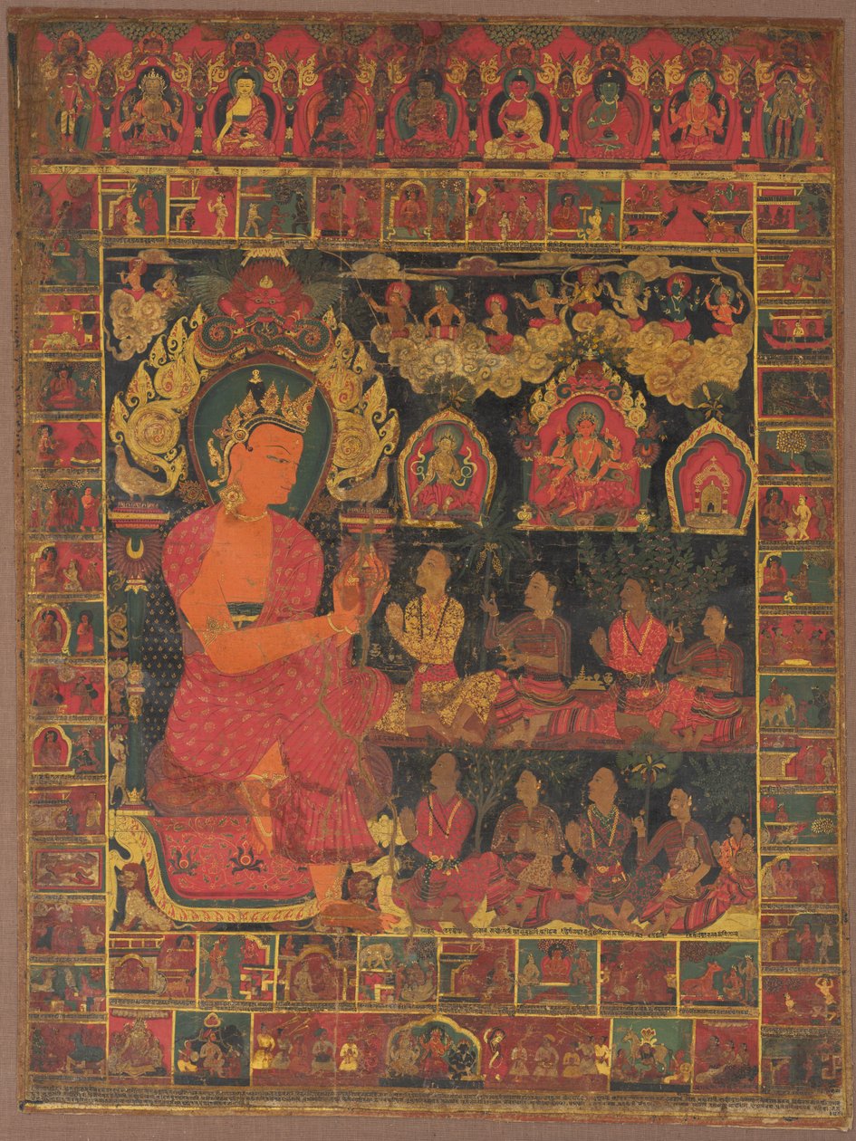 Thangka z głoszeniem Buddy Bejeweled autorstwa Unknown artist
