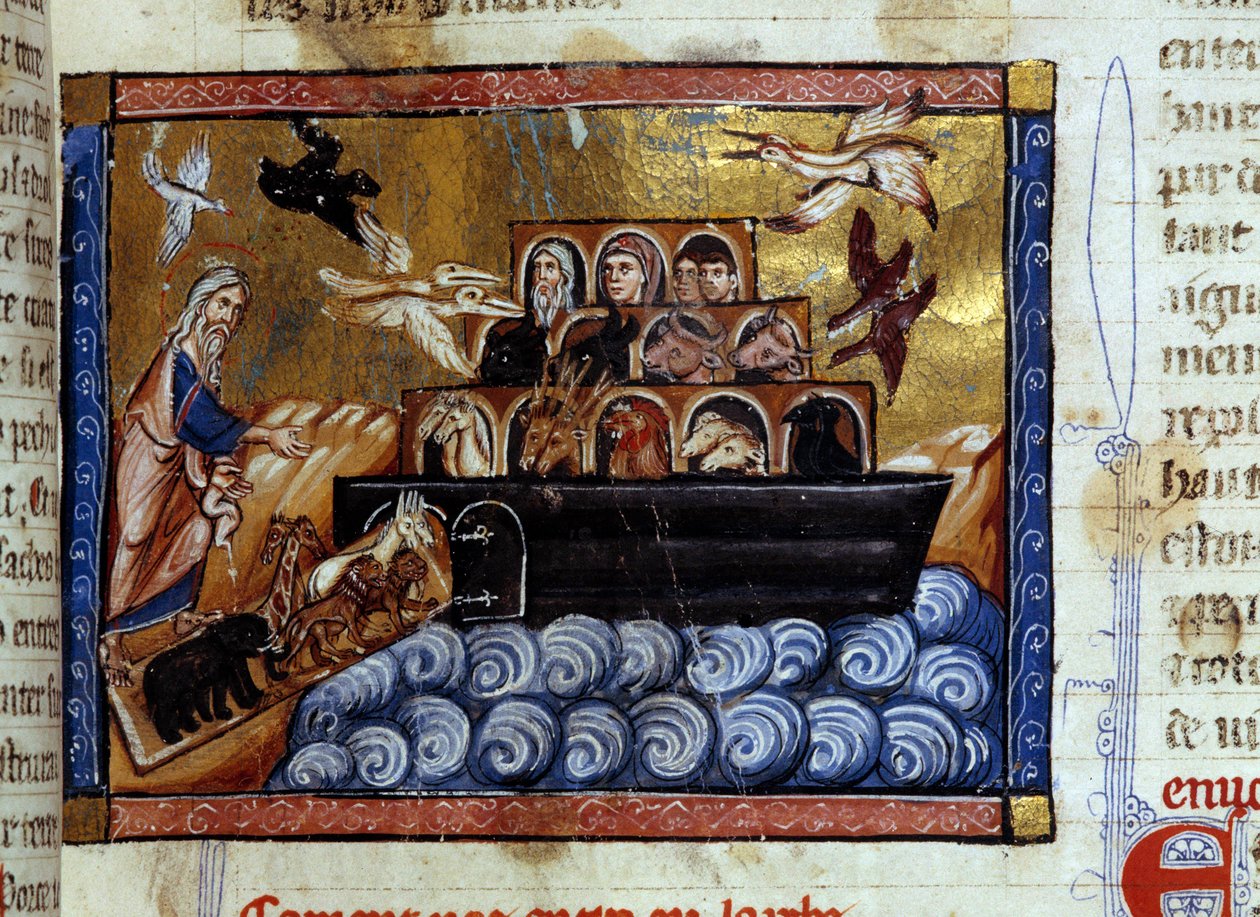 Miniatura Arki Noego z rękopisu „Historia powszechna”” XIII wiek. Biblioteka Miejska w Dijon autorstwa Unknown artist