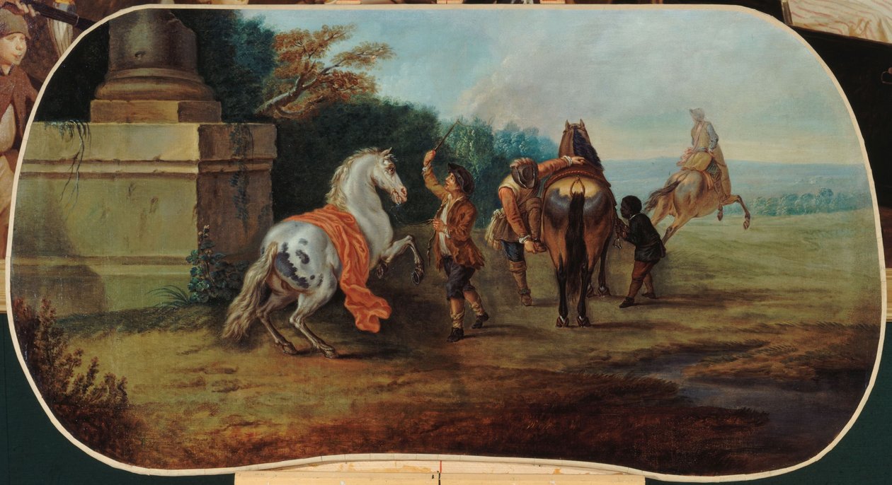 Kąpiel koni, między 1701 a 1800 r. (olej na płótnie) autorstwa Unknown artist