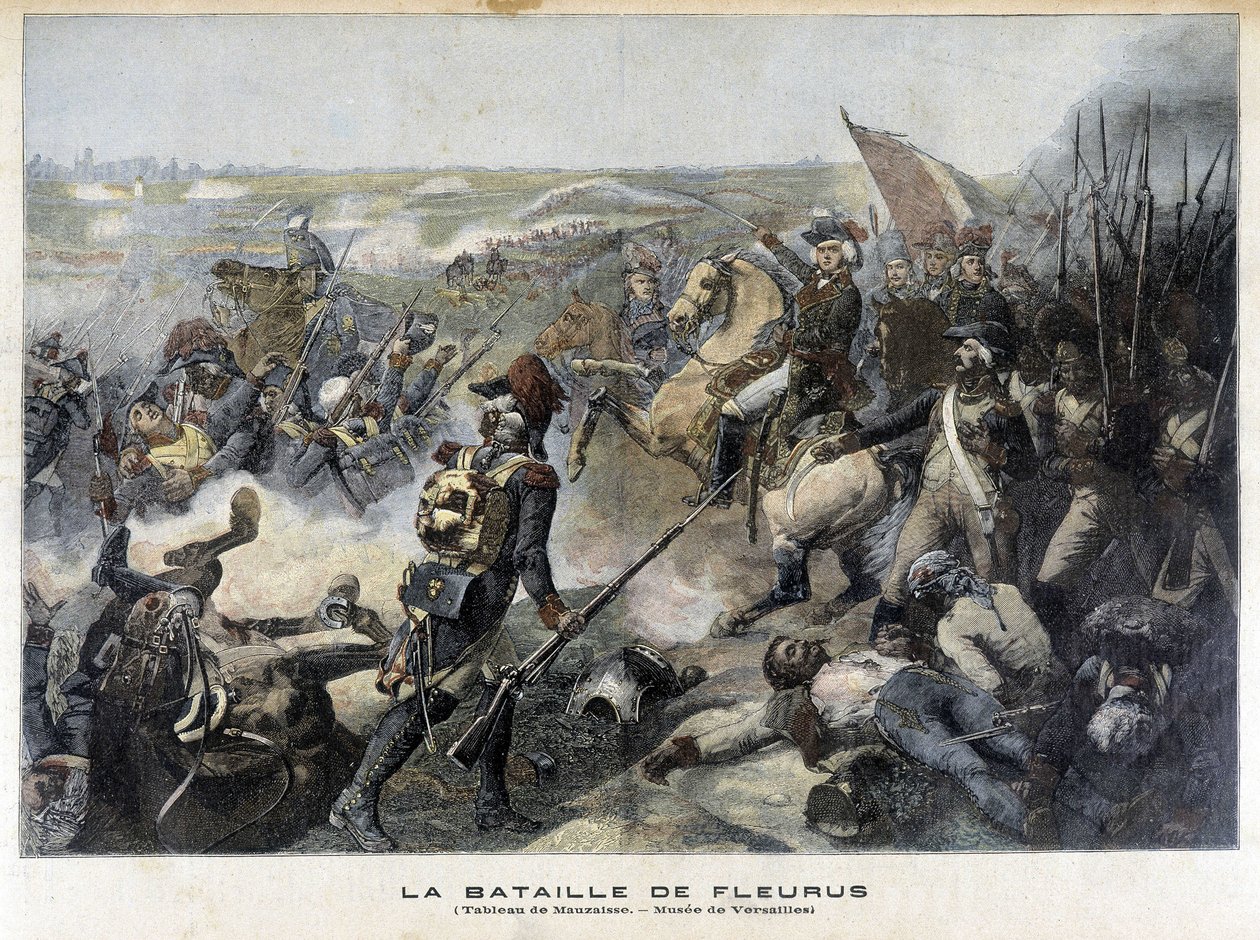 Bitwa pod Fleurus (Belgia 1794) według obrazu Mauzaisse (Musee de Versailles). Ilustracja przedstawiająca „Mały Dziennikarz” z 1892 roku. autorstwa Unknown artist