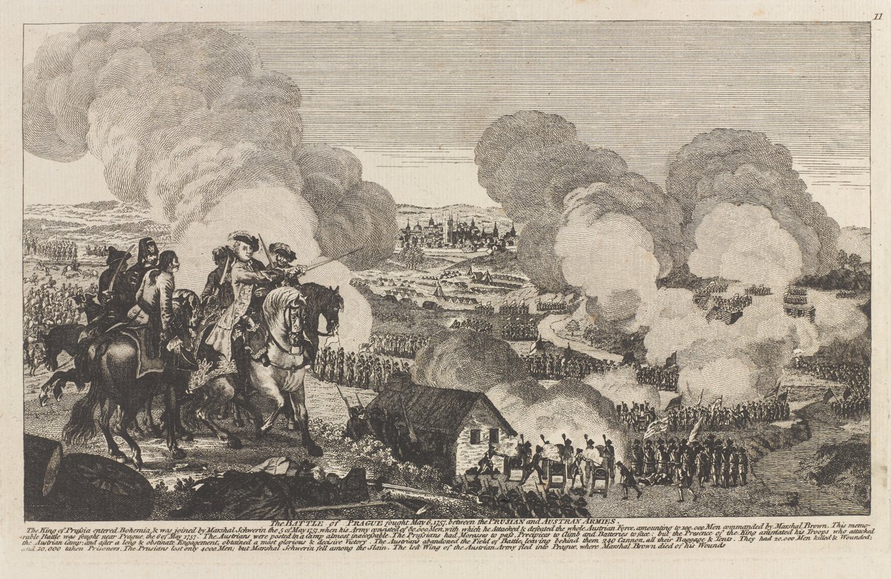 Bitwa praska, 6 maja 1757 (rycina liniowa) autorstwa Unknown artist
