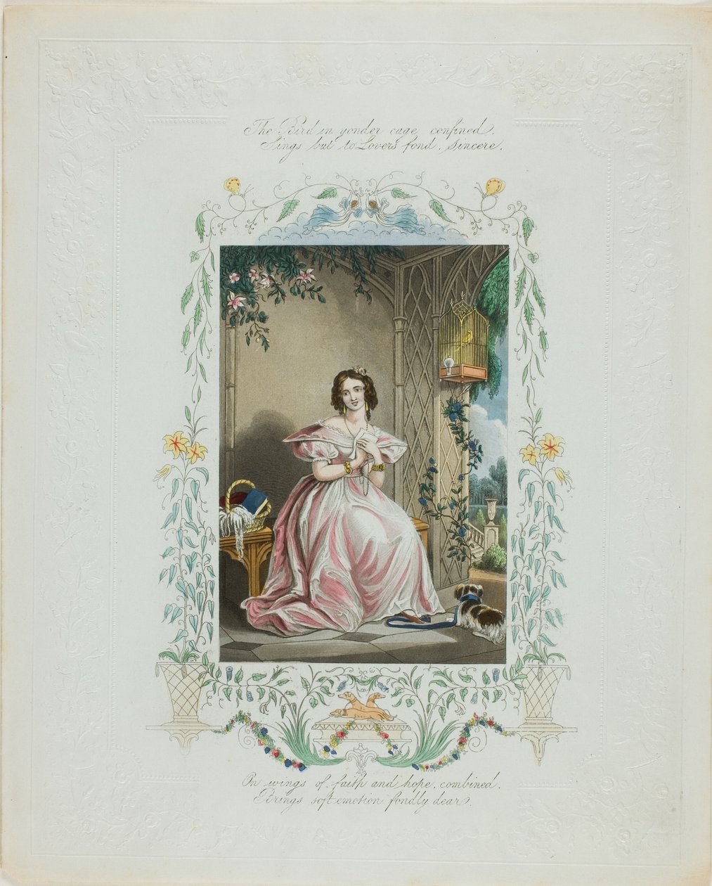 The Bird in Yonder Cage Confined (walentynka) autorstwa Unknown artist