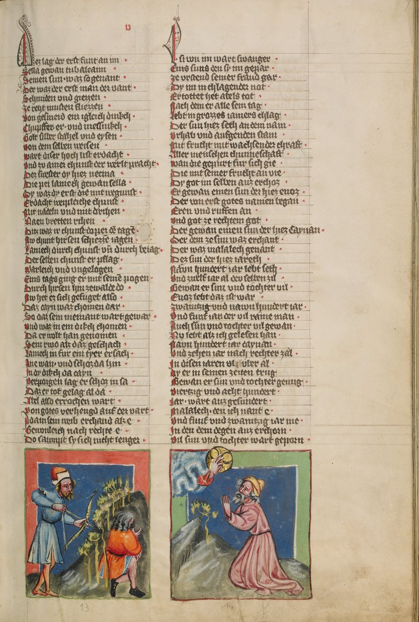 Ślepiec Lamech zabija Kaina; Enoch przed Bogiem autorstwa Unknown artist