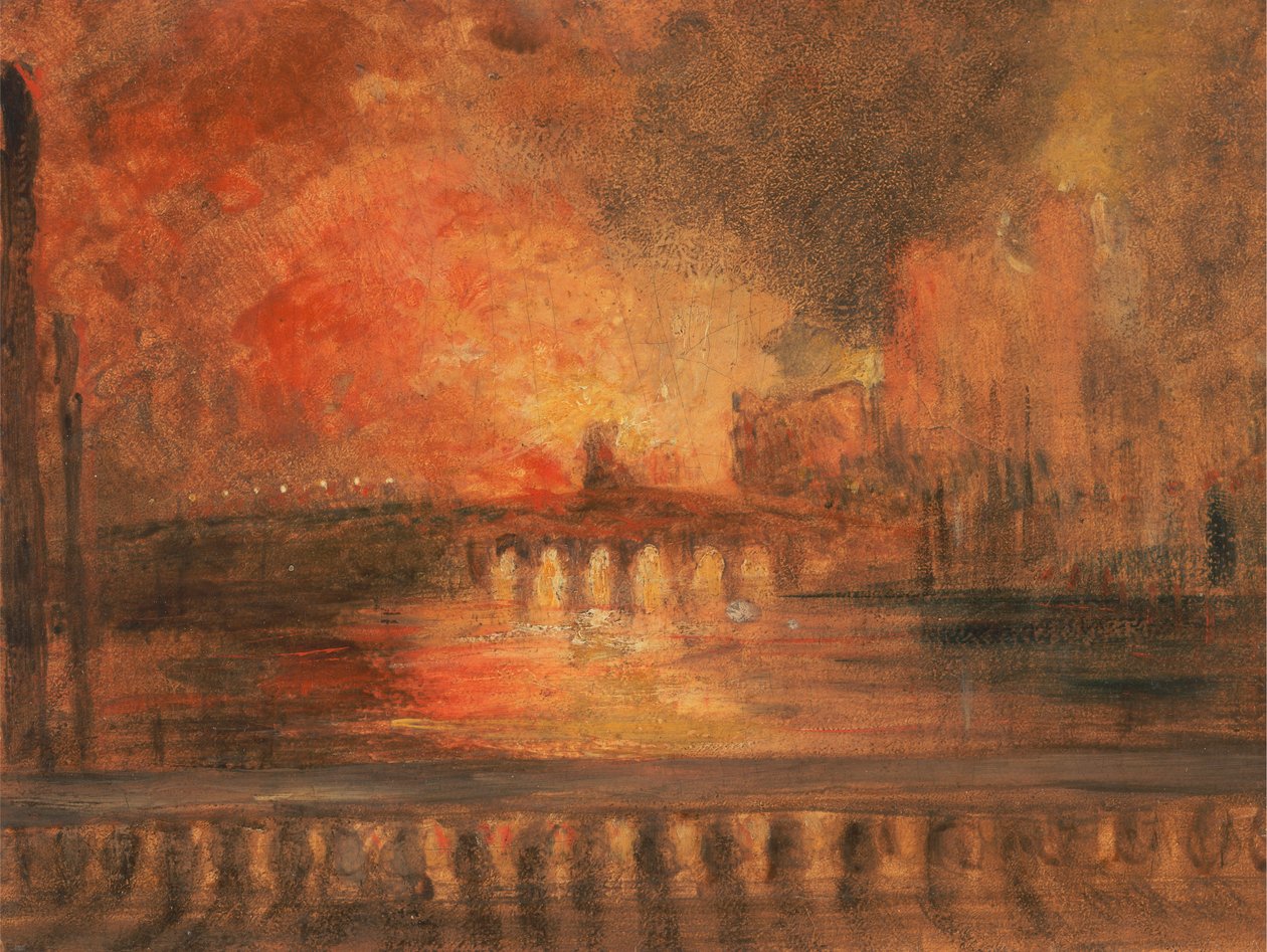 Spalenie domów parlamentu autorstwa Unknown artist