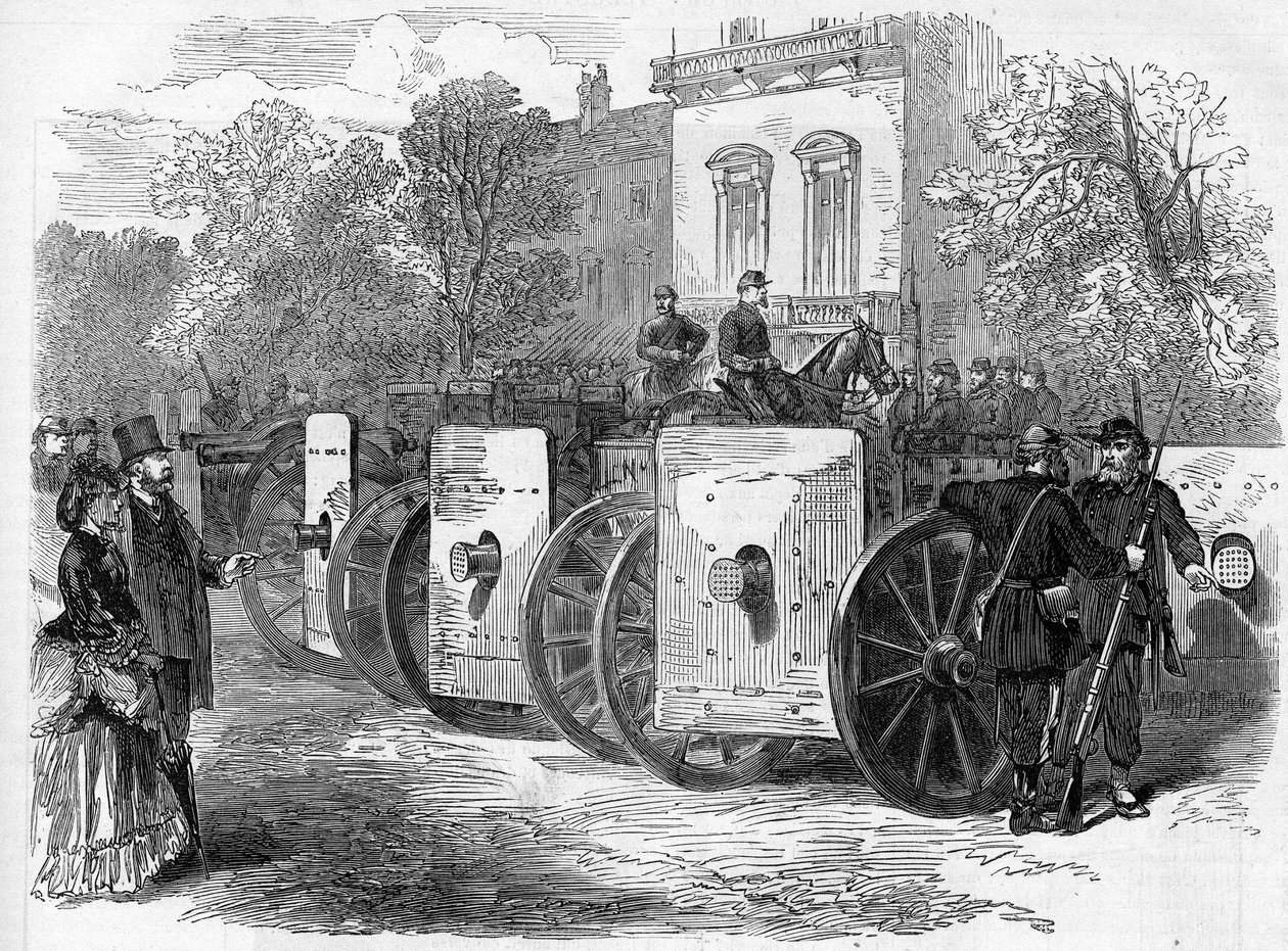 Komuna Paryska w 1871 r. Karabin maszynowy opancerzony używany przez federacje (komunardy) autorstwa Unknown artist