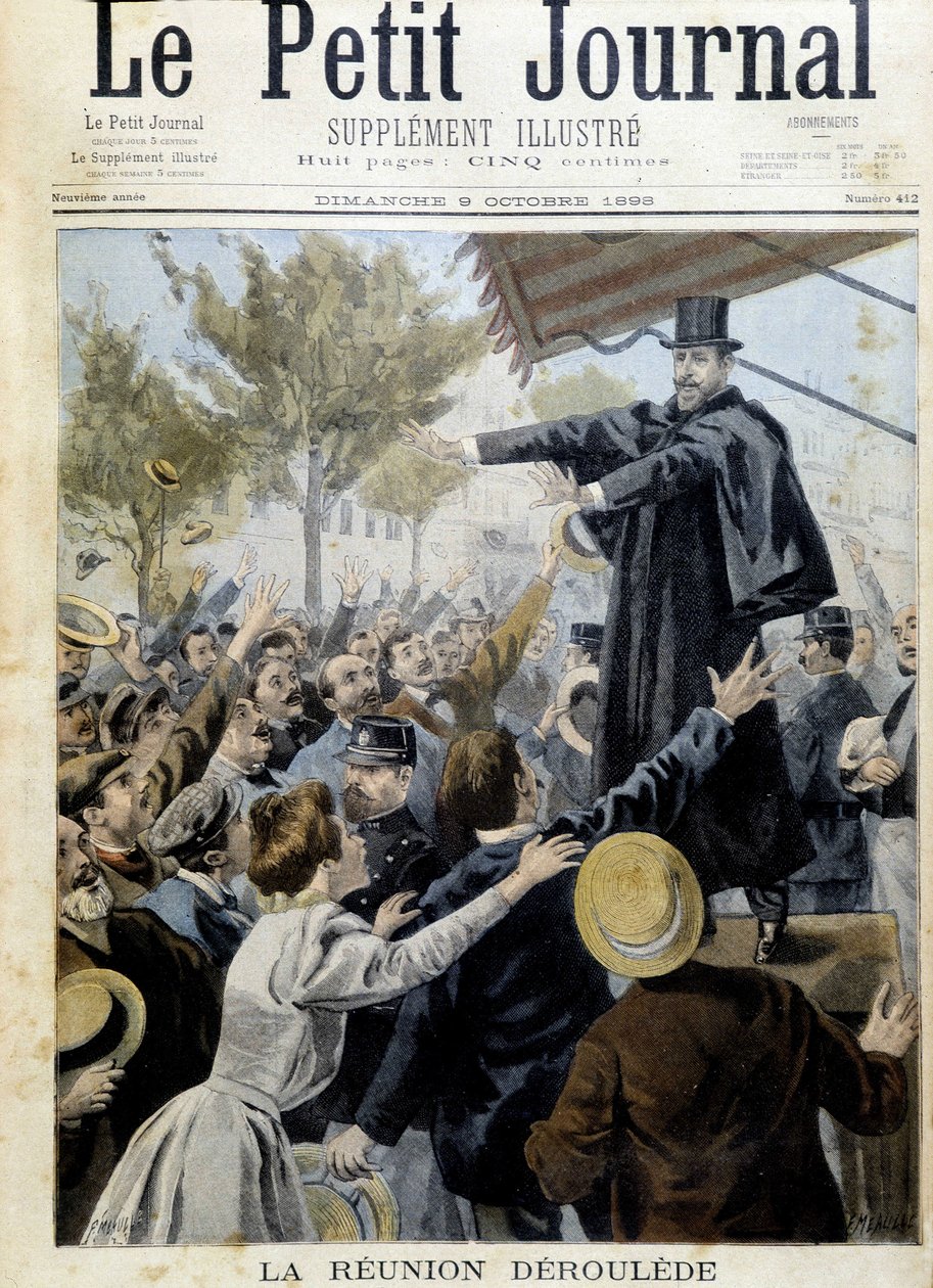 Spotkanie w Deroulede. Przemówienie Paula Deroulede (1846-1914), jednego z założycieli Ligi Patriotów - w „The Petity Journal” z października 1898 autorstwa Unknown artist