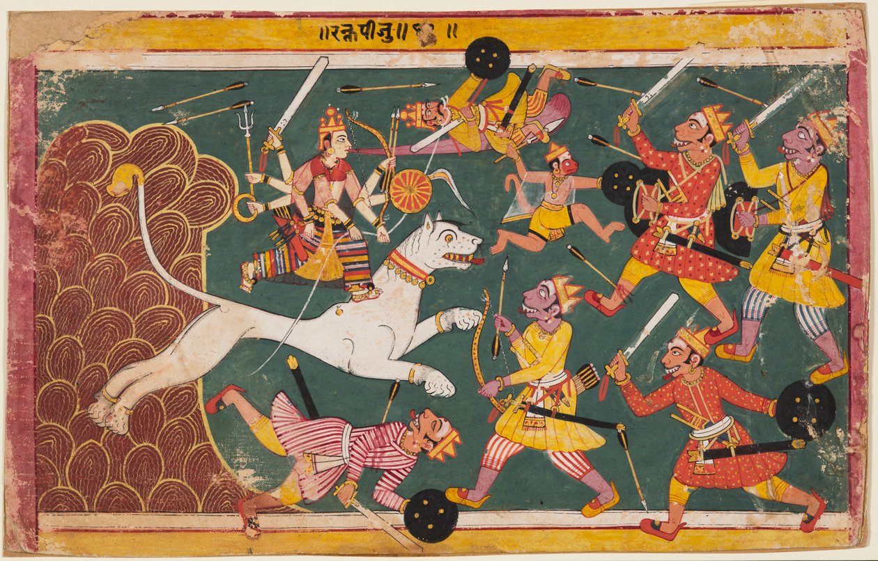 Bogini unicestwia demona Raktabija z Devi-Mahatmya autorstwa Unknown artist