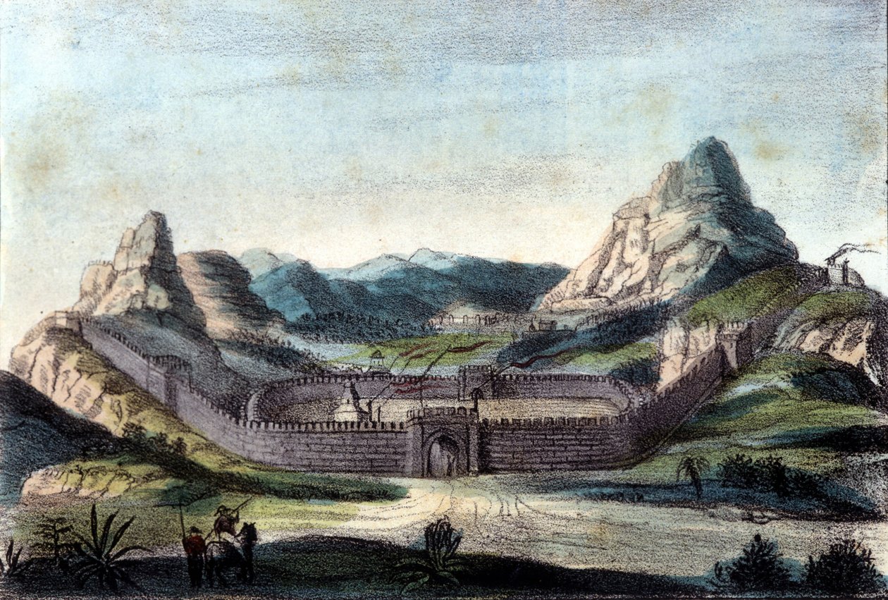 Wielki Mur Chiński. Grawerowanie z XIX wieku. autorstwa Unknown artist