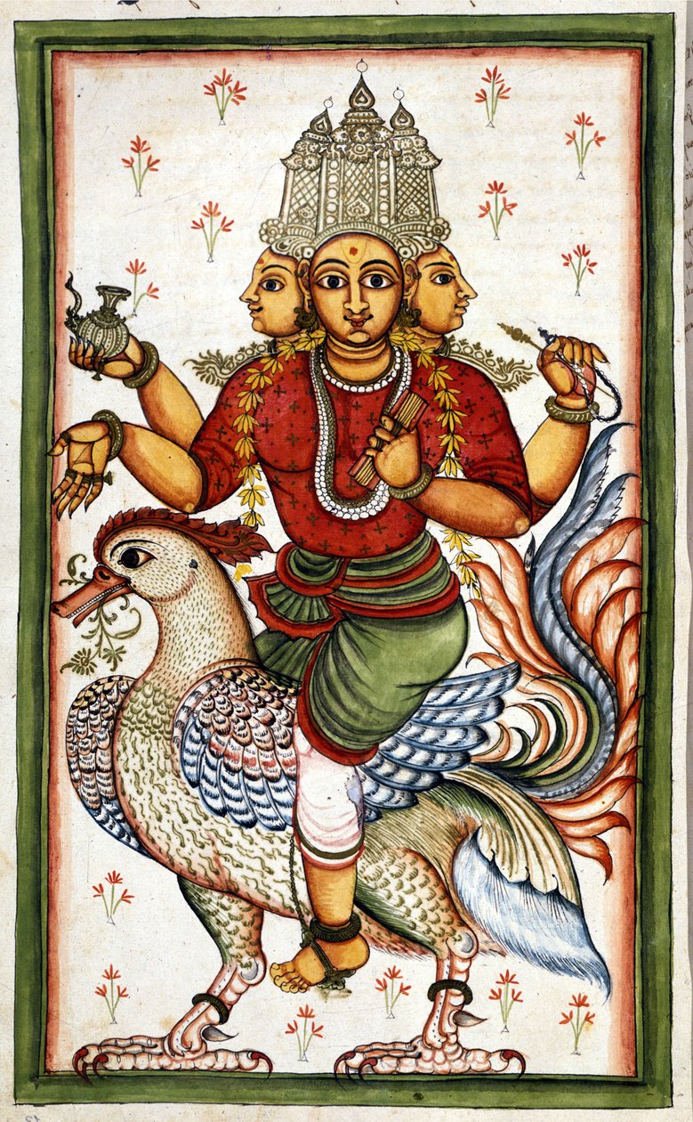 Hinduskie bóstwo Brahma Page zaczerpnięte z rękopisu (ms.8300) „Historia Mogol” (Moghul lub Moghol) autorstwa Stefano Nivibus Cardeira. 18 wiek. Bibloteca marciana, Wenecja autorstwa Unknown artist