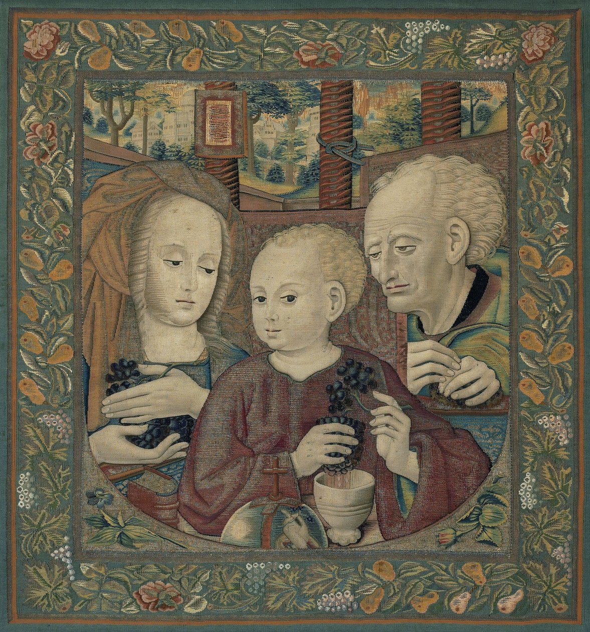 Święta Rodzina z Dzieciątkiem Chrystus wyciskającym wino eucharystyczne autorstwa Unknown artist