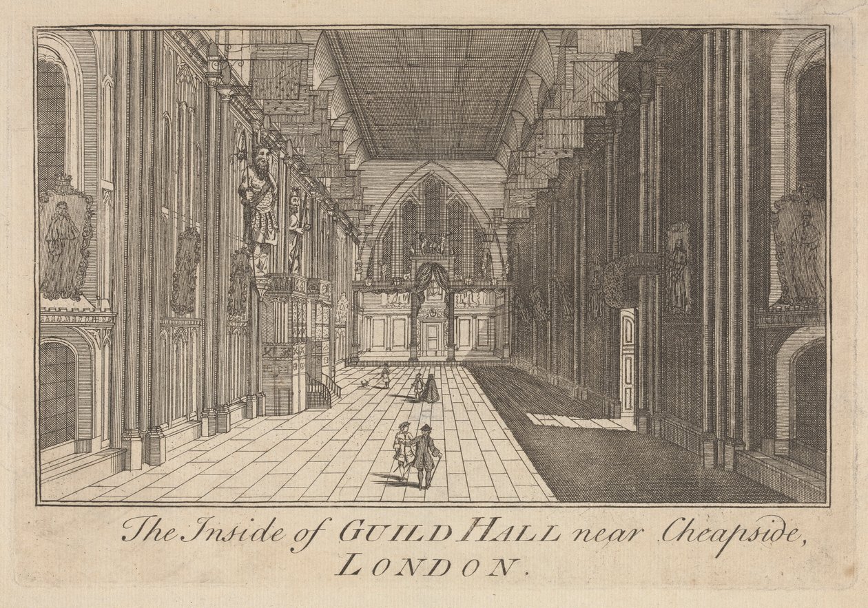 Wnętrze Guild Hall w pobliżu Cheapside w Londynie autorstwa Unknown artist