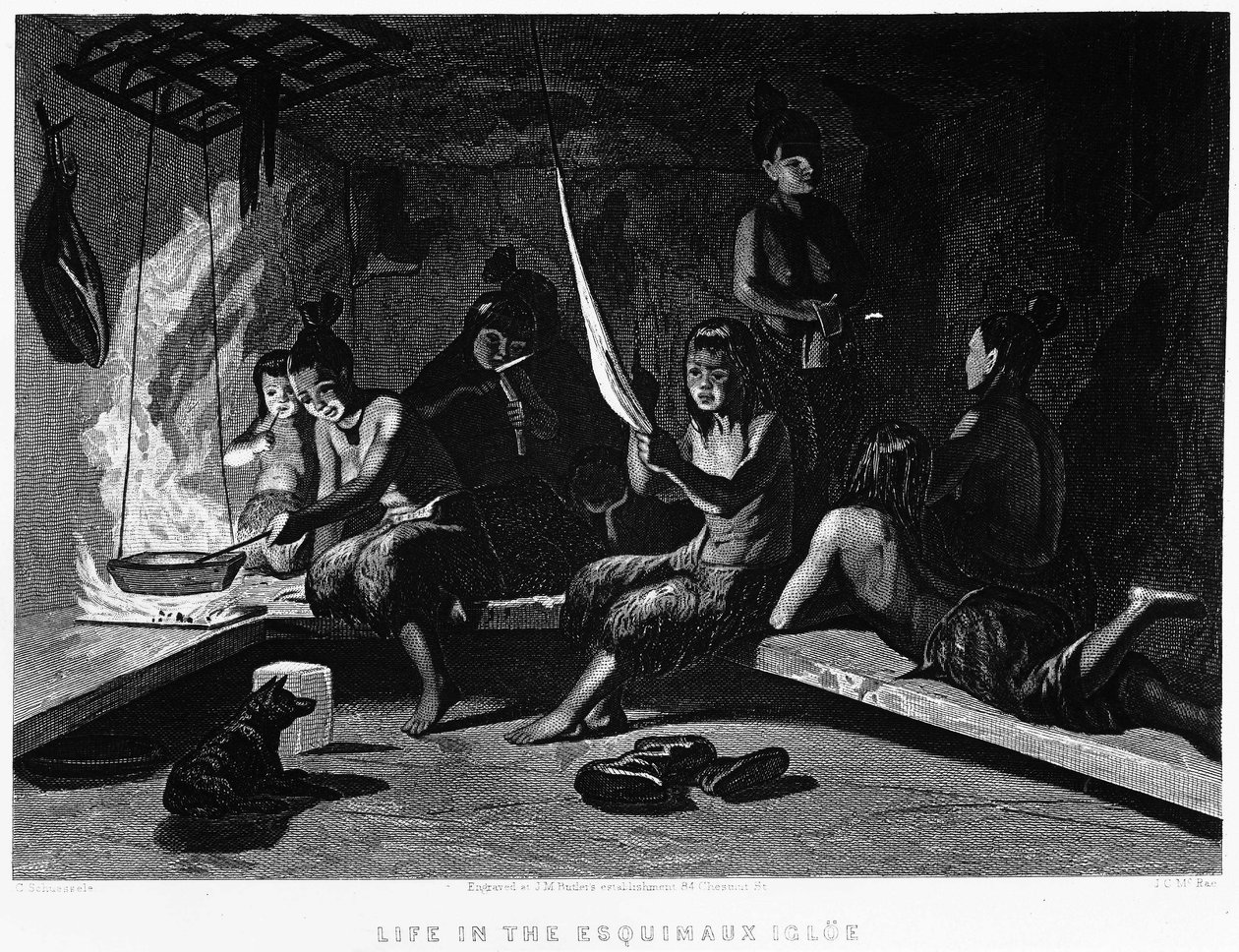 Życie Eskimosów w igloo - Elisha Kent Kane, Artic Exploration w latach 1853 - 1855, Filadelfia, Childs i Peterson autorstwa Unknown artist