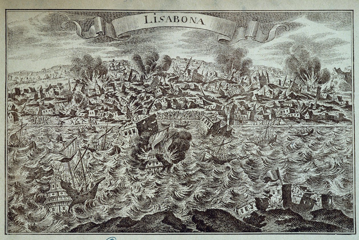 Trzęsienie ziemi w Lizbonie w 1755 roku. autorstwa Unknown artist