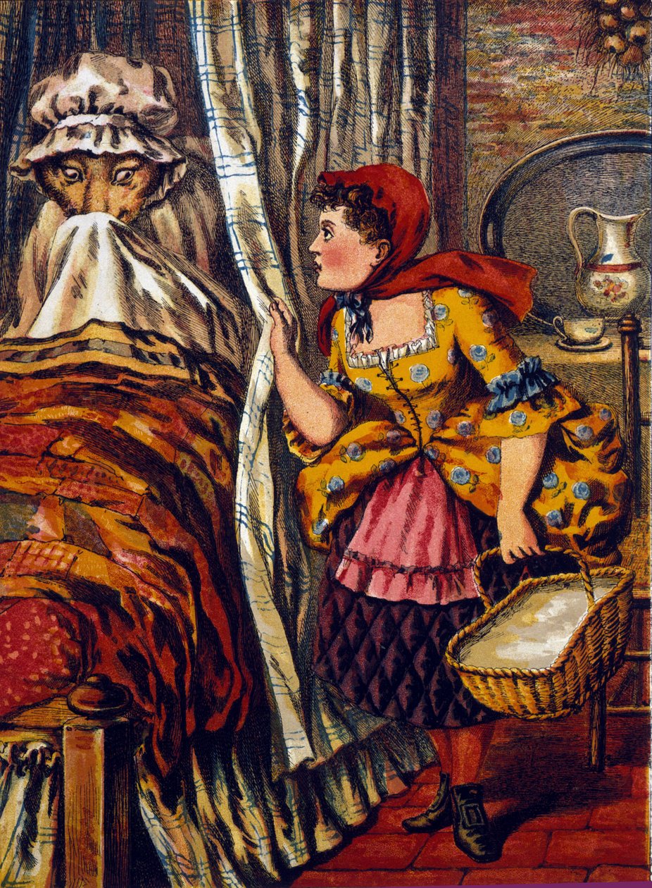 Czerwony Kapturek. Opowieść Charlesa Perraulta (1697). Anonimowa ilustracja autorstwa Unknown artist