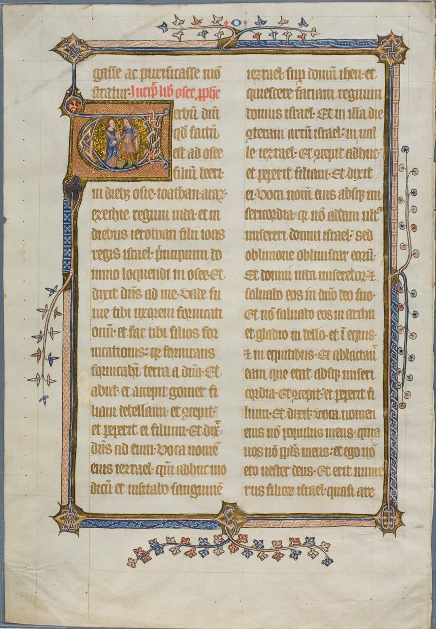 Małżeństwo Ozeasza i Gomer w historycznym inicjale "V" z Biblii autorstwa Unknown artist
