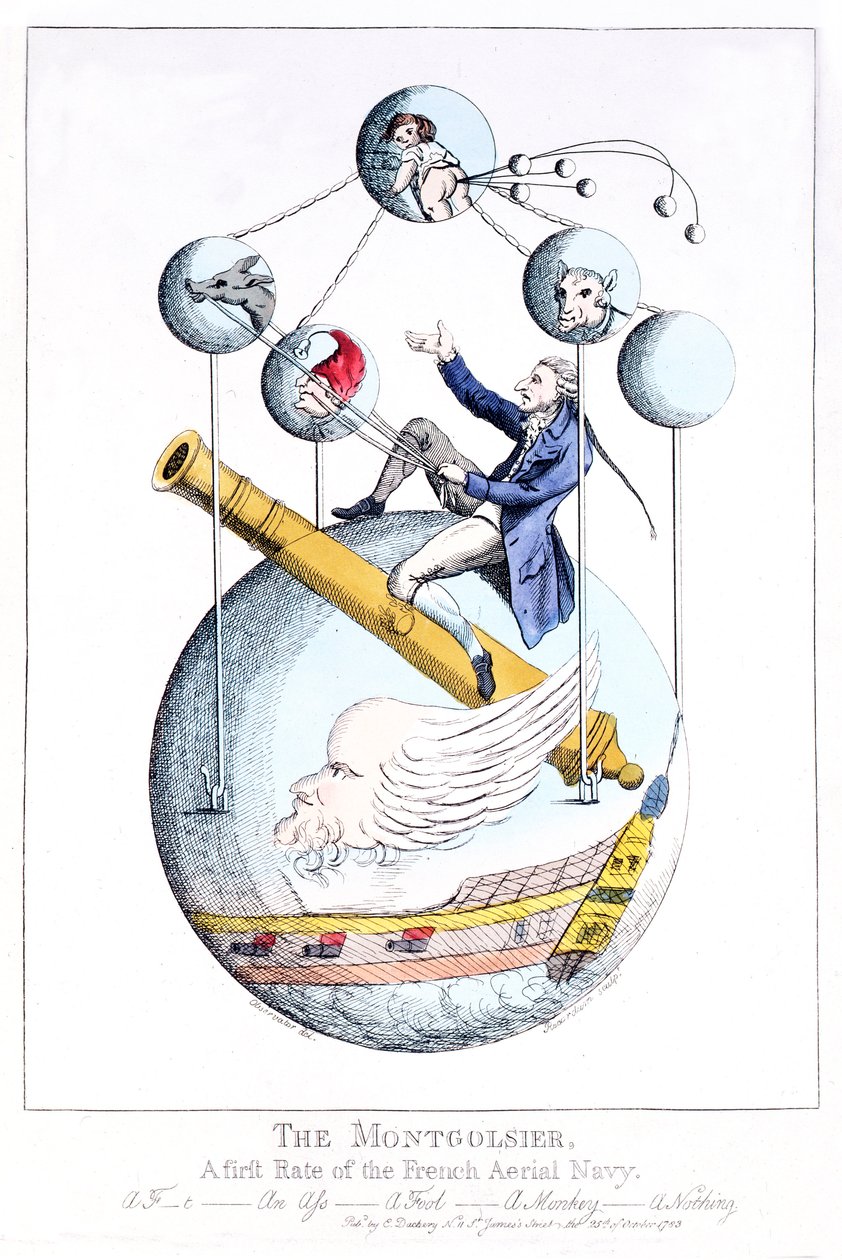 Montgolsier: pierwsza stopa francuskiej marynarki powietrznej (druk) autorstwa Unknown artist