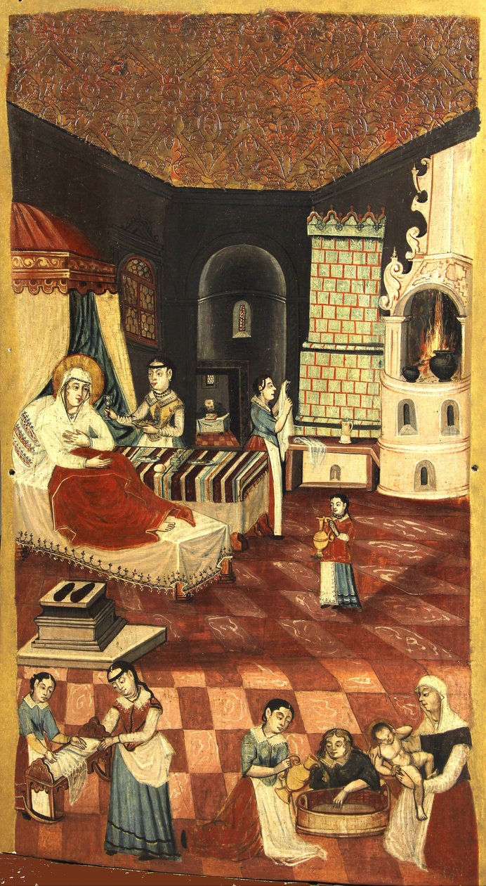Narodzenia NMP - Anonimowy - um 1700 - Tempera na panelu - 113,6x65,4 - Muzeum Iwana Honczara Kijów autorstwa Unknown artist