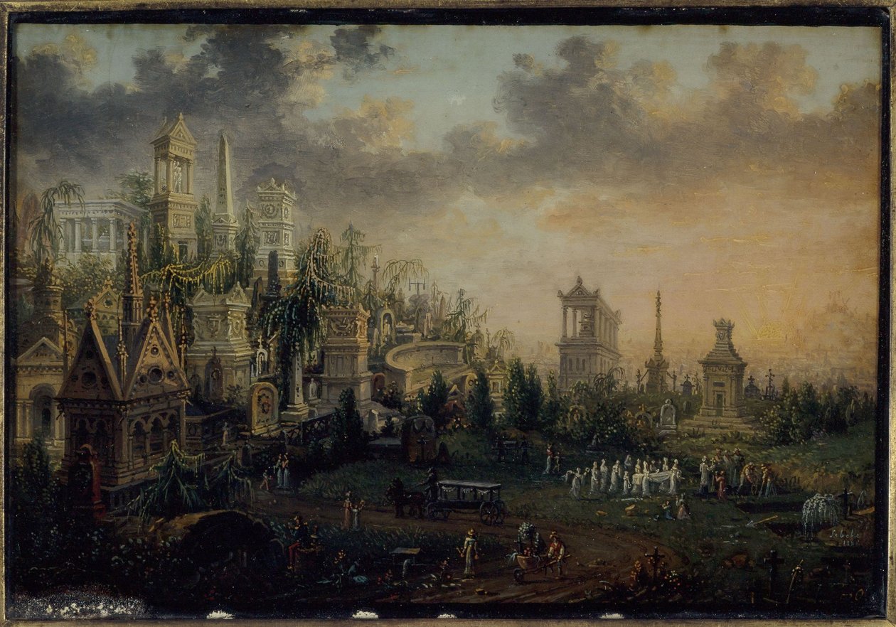 Cmentarz Père-Lachaise, obecnie w 20. dzielnicy, w 1835 r. (zdjęcie) autorstwa Unknown artist