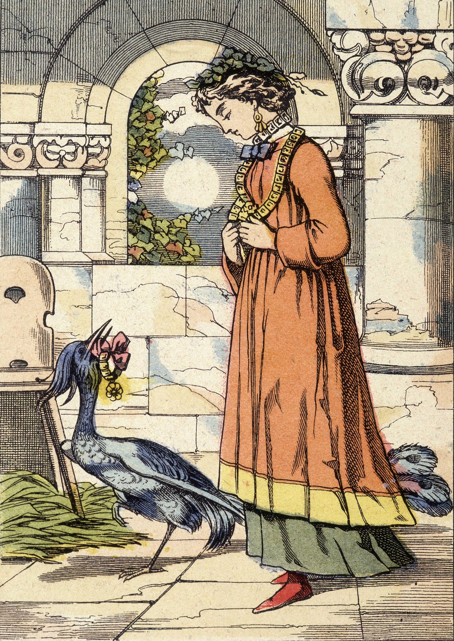 Księżniczka i niebieski ptak - ilustracja do bajki „Błękitny ptak”” autorstwa Unknown artist