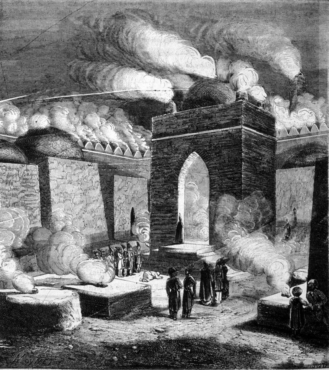 Świątynia Ognia Atesh - gah w Baku, Azerbejdżan. Grawerowanie z XIX wieku. autorstwa Unknown artist