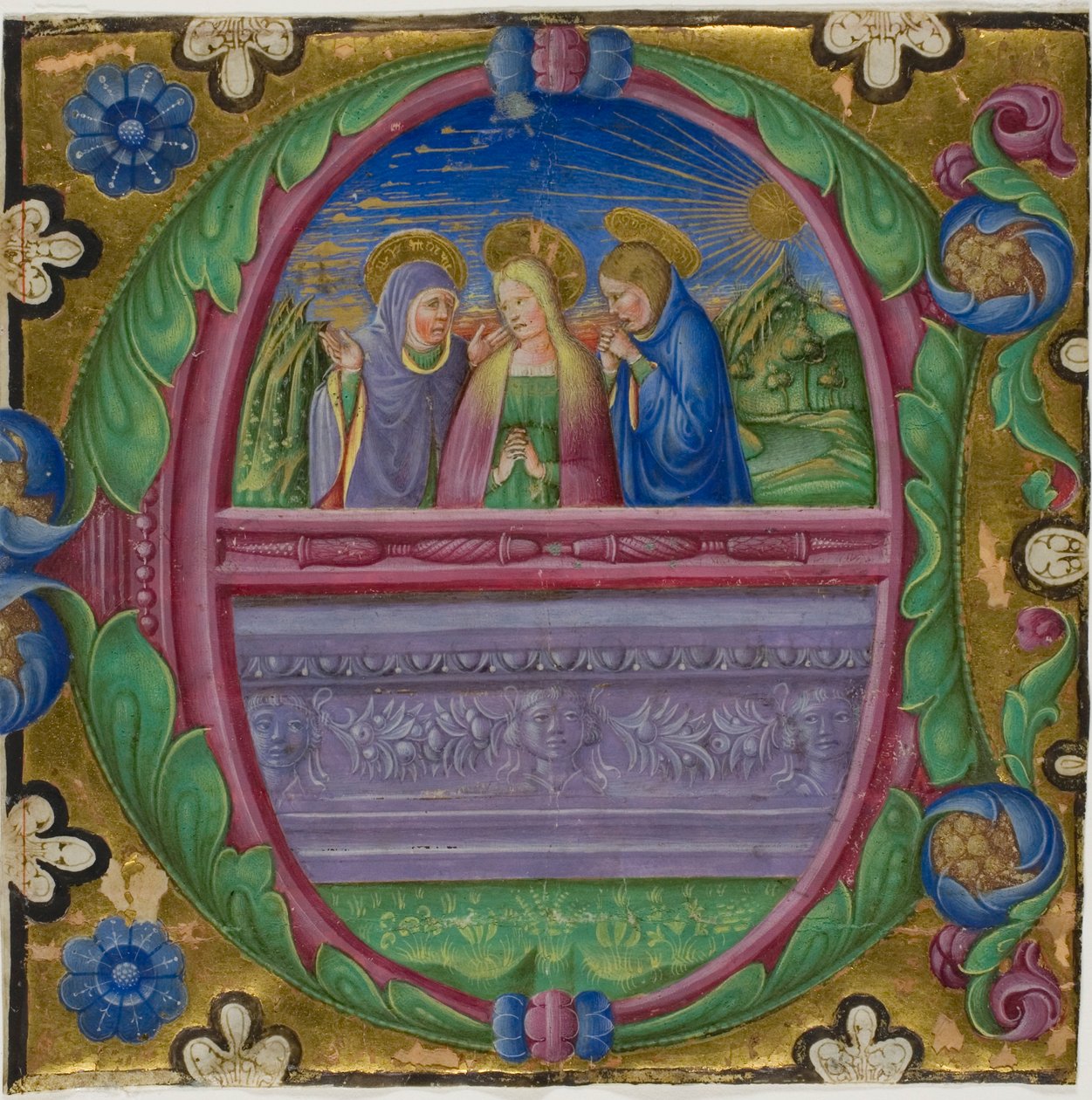 Trzy Maryje u grobu w historycznej inicjale "E" ze śpiewnika autorstwa Unknown artist