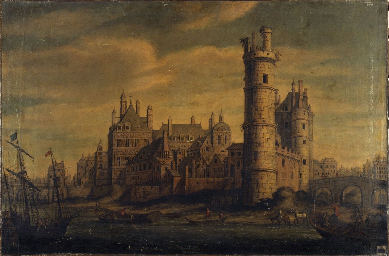 Wieża i brama w Nesle, Hôtel de Nevers, ok. 1650 (olej na płótnie) autorstwa Unknown artist