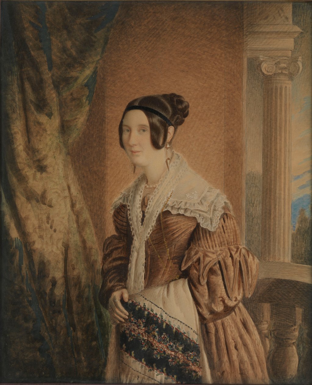 Żona kapitana Williama Hewetta, ok. 1840 (akwarela, drewno, szkło) autorstwa Unknown artist