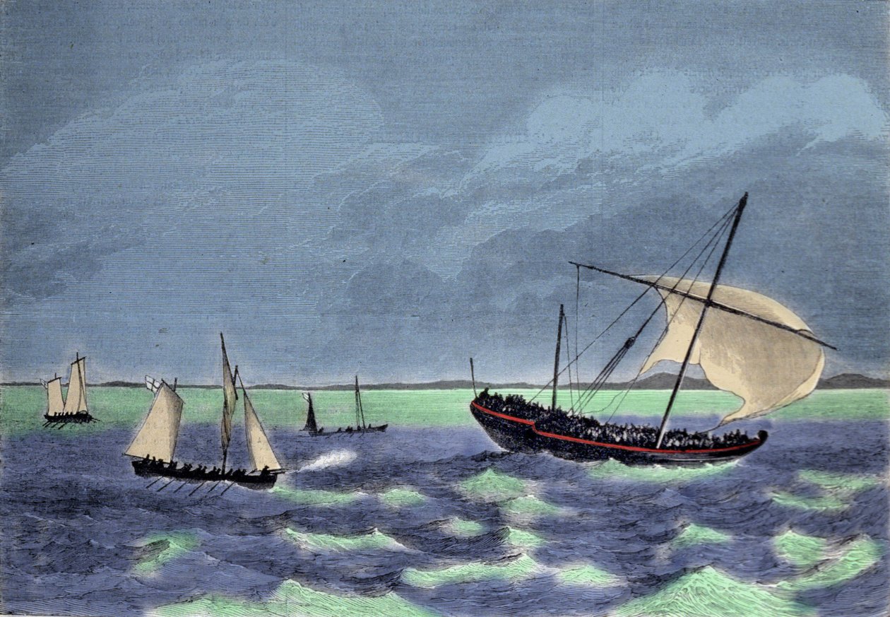 Schwytanie dhow (arabskiej łodzi) negrier wzdłuż wybrzeża Madagaskaru. autorstwa Unknown artist