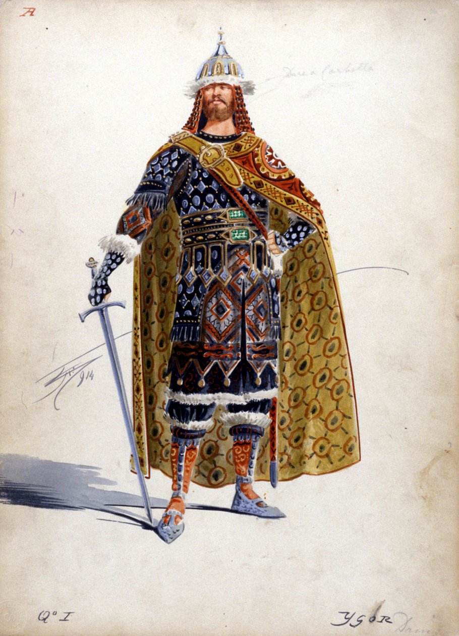 Postać księcia Igora do opery o tym samym tytule Aleksandra Borodina (1833 - 1887) stworzonej w latach 1869-1886. autorstwa Unknown artist